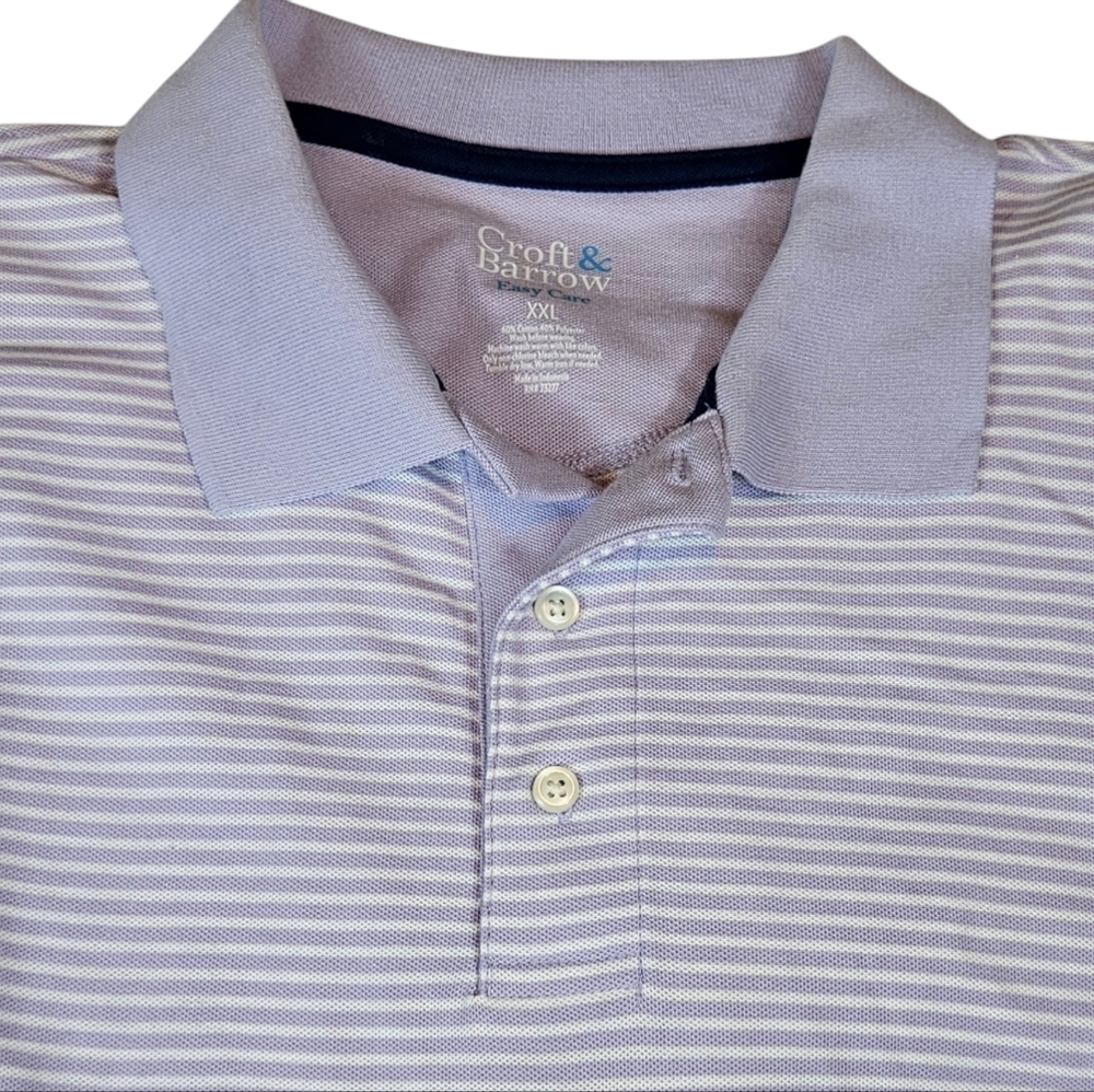 Croft & Barrow Lavender White Men's Polo Shirt
